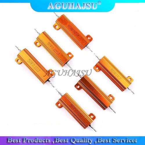 RX24 50W Aluminum Power Metal Shell Case Wirewound Resistor 0.01 ~ 100K 0.1 0.5 1 1.5 2 6 8 10 20 100 150 200 300 1K 10K ohm