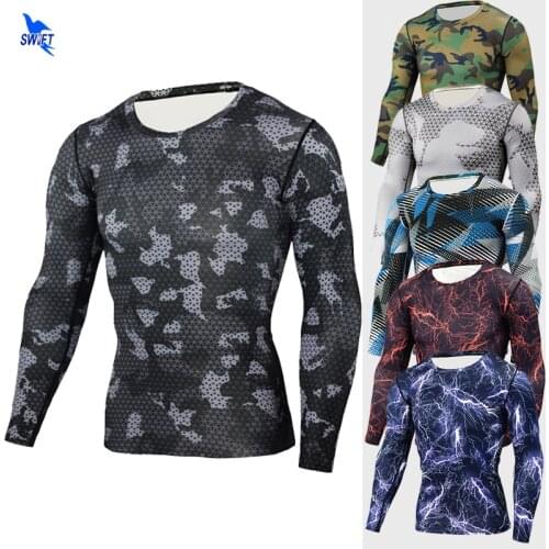 Crossfit Compression Sport Shirt Men Long Sleeve Camouflage Fitness 3D Quick Dry Mens Running T-shirt Gym Clothing Top Rashgard