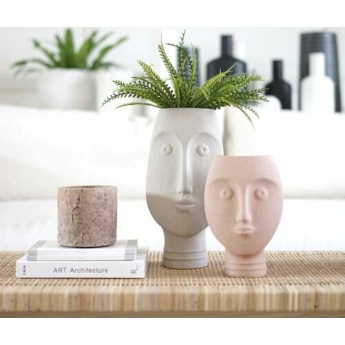 Nordic Ins Man Face Flower Vase Home Decoration Accessories Modern Ceramic Vase for Flowers Pot Planters Vintage Home Decor