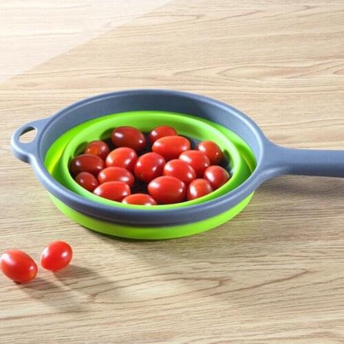 Folding Silicone Plastic Colander Drain Basket Fruit Vegetable Washing Strainer Collapsible Drainer With Handle Kitchen Tool