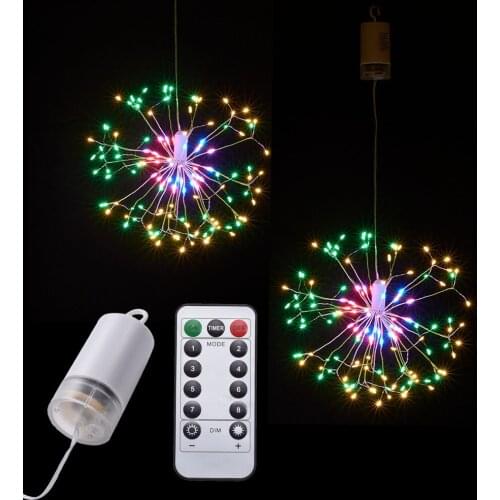 LED Fireworks Light 120/198 LEDs Waterproof String Lamp Hanging Starburst 8 Modes Fairy Lights Home Garden Party Decoration
