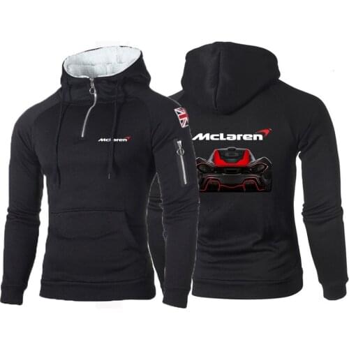 McLaren Logo Spring Autumn Hoodies Men Solid Slim Fit Turtleneck Hoody Mens Sweatshirts Fashion Sports Man Hoodies Streetwear