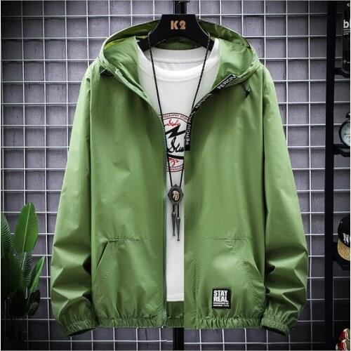 2021 Mens Spring Summer Mens Fashion Outwear Windbreaker Men Thin Jackets Hooded Casual Sporting Coat
