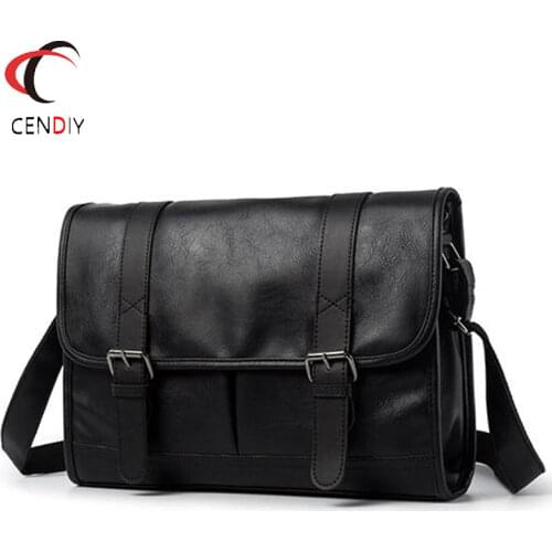 Vintage Business Men Shoulder Bags PU Leather Travel Bag Men Briefcase Brand Luxury Messenger Bag Male Ipad Crossbody Bag