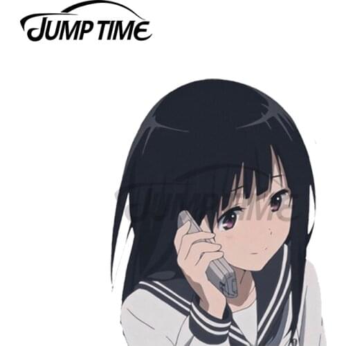 Jump Time 13 x 12cm For CHITANDA ERU HYOUKA Peeker Car Stickers Cartoon Motor Refrigerator Decal Windshield Waterproof Graphics