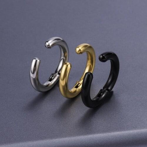 1 piece Women Men Stainless Steel Painless Ear Clip Round Ear Circle Non Piercing Fake Earrings New Popular Fashion Ear Jewelry