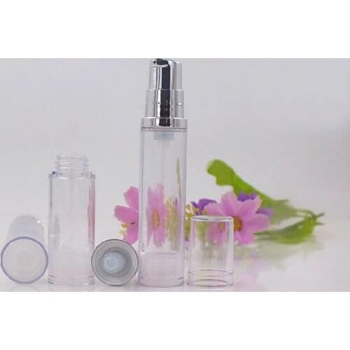 10ML clear airless plastic bottle whole silver pump lid lotion emulsion serum mist sprayer hyaluronic toner skin care packing