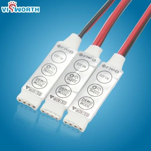 10pcs/lot) High Quality RGB Controller for RGB LED Strip DC12V Mini 3 Key Controller