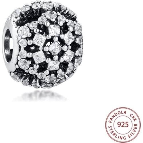 100% Real 925 Sterling Silver Snow Flurry Charms Fits Original Bracelet DIY Beads for Jewelry Making Berloque