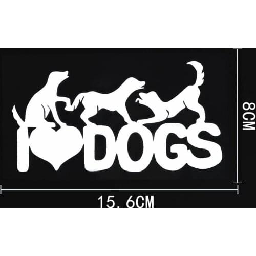 15.6CM*8CM Fun Animal Graphical I Love Dog Vinyl Car Sticker Decal Black/Silver 8C-0360