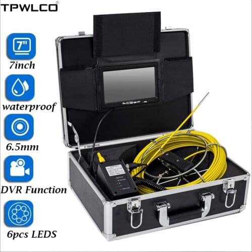 20m 6.5mm Industrial Pipeline Endoscope Camera Head Waterproof Pipe Camera Inspection Equipment System With DVR Function