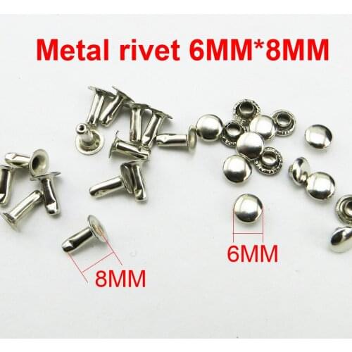 200PCS 6MM*8MM SILVER METAL REIVET buttons sewing clothes accessories bag fits HANDBAG CHARMS MR-012