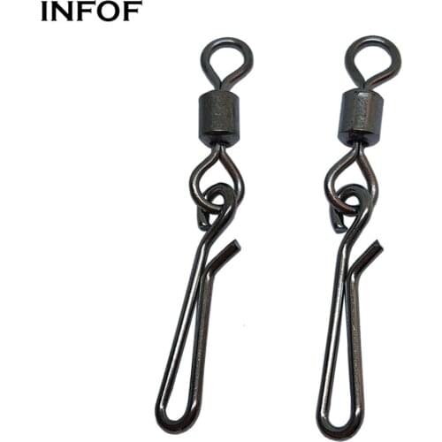 INFOF 200 pieces/lot Fishing Swivels Rolling Swivel with Hanging Snap Carp Fishing Tackle Fishhooks Fly Fishing Connector