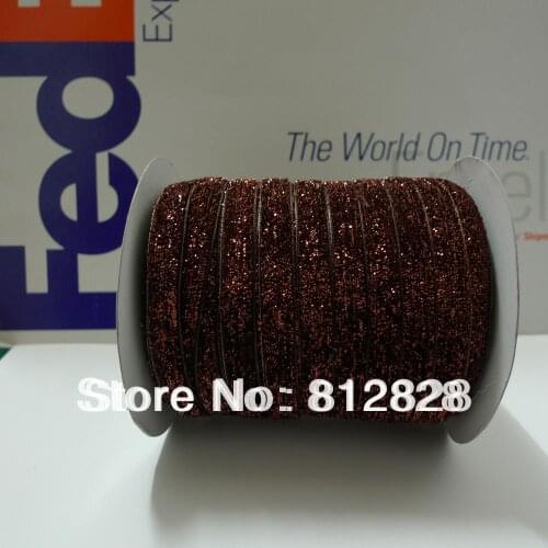 3/8'' 10mm #14 Brown Metallic Velvet Ribbon Great For Headbands