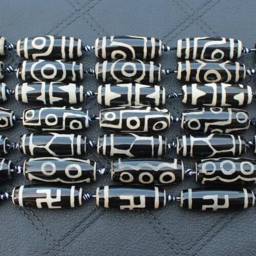 4pcs, Can pick different patters , Around 38-40mm Many patterns Black Dzi agatesBeads,Mixed wholesale