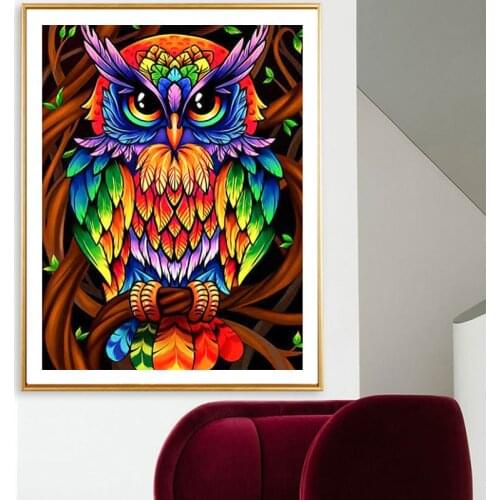 Diy 5D Diamond Painting Owl Color Animal Cross stitch Kit Full Diamond Embroidery Mosaic Picture With Rhinestones Decor Gift