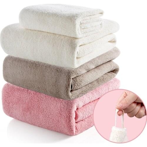 1PC Bath towels for adults Coral fleece adult increase absorbent towel lanyard type men and women Bathing wrapped Bath towel