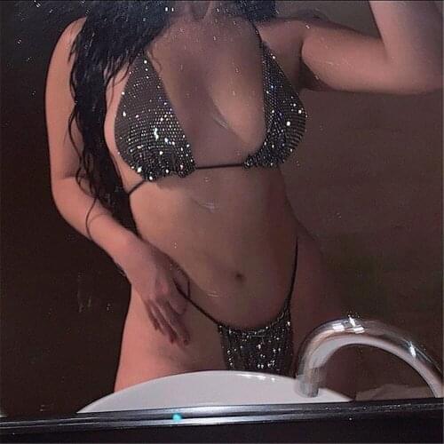 2021 Star New Womens Super Sexy Granular Hot Rhinestone Bikini S10