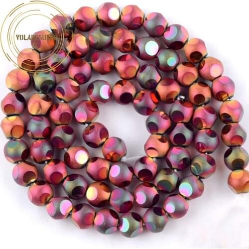 Big Faceted Round Plated Rose Red Crystal Beads Loose Spacer Glass Beads For Jewelry Making Needlework Diy Bracelet Necklace 8mm