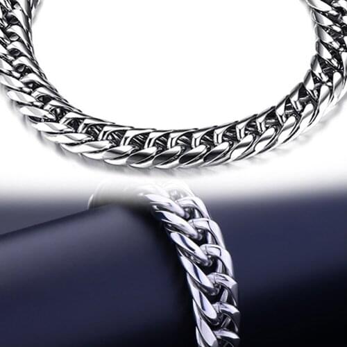 Men Women Stainless Steel Silver Gold Plated Chain Bracelet 8-14mm Width Thicker Trendy Hand Jewellery Wholesale Dropshipping