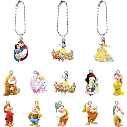 Disney Princess Keychain Snow White And The Seven Dwarfs Disney Kids Cartoon Animation Keychain Acrylic Doll Keychain