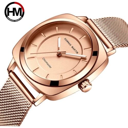Hannah Martin Luxury Brand Women Watch Woman Japanese Movement Square Waterproof Wristwatch Ladies Watch Women zegarek damski
