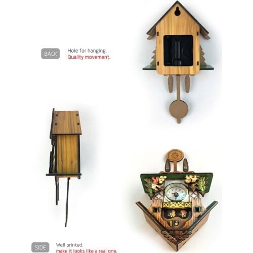 Wooden Cuckoo Wall Clock Bird Time Bell Swing Alarm Watch Home Art Decor