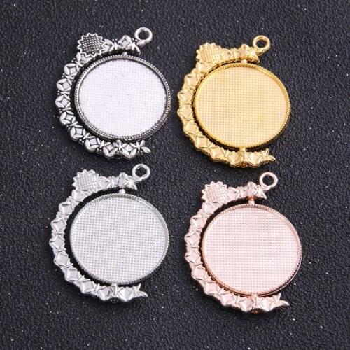 1pcs 25mm Inner Size Four Color Classic Style Double sided Rotate Cabochon Base Setting Pendant Charms