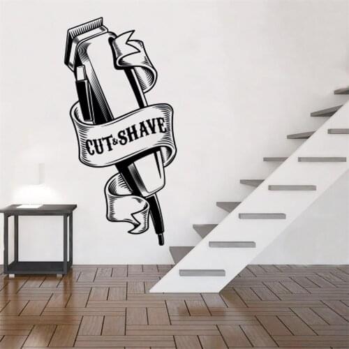 Barbershop Tool Cut Shave Window Wall Stickers Decor Murals Vinyl Barber Hair Hairstylist Salon Shop Decals Decoration DW6429
