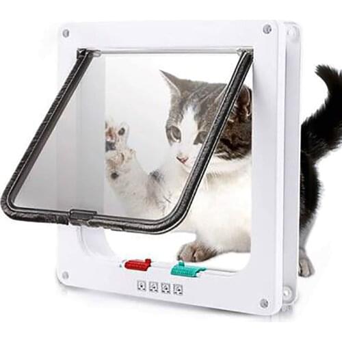Cat Door for Dog Gate with 4 Way Safety Lock Cat Flap Gatera Flap Door for Cat In The Door for Pet Puppy Kitten Dog Accessories