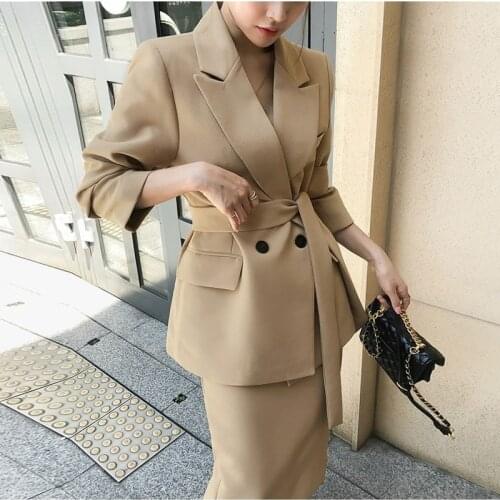 Suit suit skirt female fashion temperament new lace-up suit wide leg pants two-piece suit OL occupation 2 piece set women
