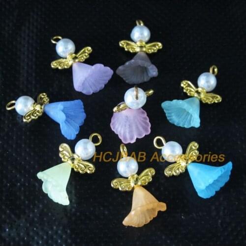 24Pcs Gold Color Wings Mixed Dancing Angel Charms Pendants 14x24mm
