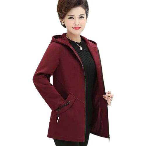 2021Spring Autumn Women Jacket Windbreaker Middle-Aged New Coat Female Plus Size Long Sleeve Windbreaker Outwear LadiesTopsR1313