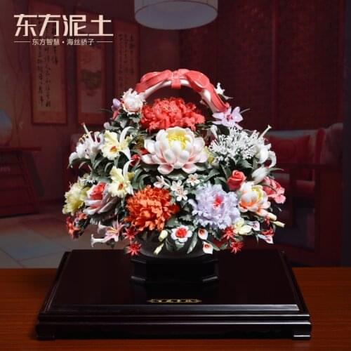 Square a few large clay ceramic handmade crafts furnishing articles company decoration/prosperous time flower basket