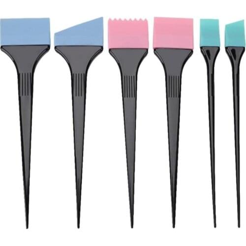 6pcs/Set Silicone Hair Dyeing Brushes Scrapper Spatula Silicone Hair Coloring Comb Kit Home Salon DIY Hair Styling Tools