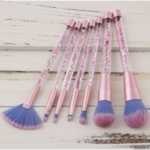 New 7pcs Makeup Brushes Bling Bling Glitter Handle Mermaid Makeup Brush Set Make Up Tool Kit Cosmetics pinceis de maquiagem