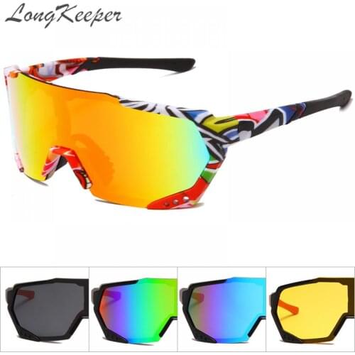 Fashion Mirrored Polarized Sunglasses Men Windproof Flat Top Driving Goggle Male Oversized Sport Oculos De Sol Masculino