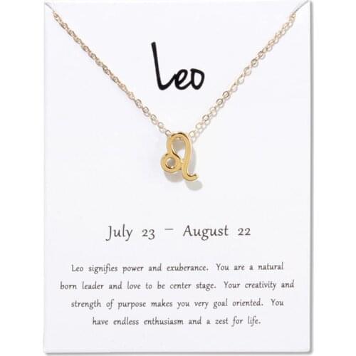 New 12 Constellations Choker Necklace Pendant Leo Pisces Virgo Libra Scorpio Capricorn Birthday Gift With White Card Necklaces