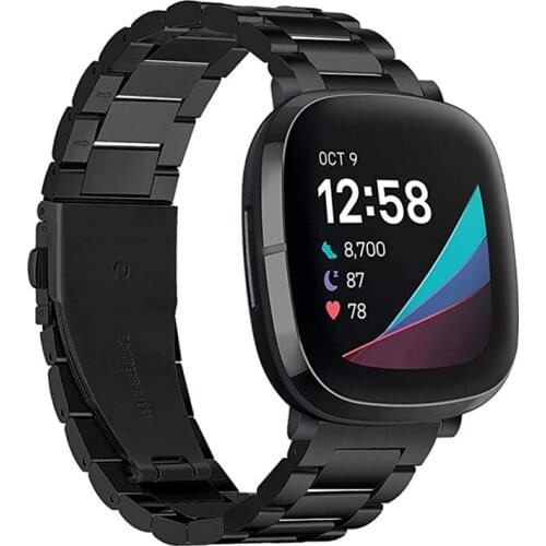 KTAB Watch Strap For Fitbit Versa 3/Fitbit Sense Stainless Steel Replacement Bands For Fitbit Watch Band Smart Watch Accessories