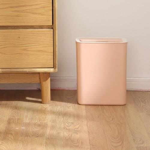 Nordic Induction Trash Can with Lid Smart Kitchen Large Plastic Trash Can Bathroom Office Poubelle Bureau Cleaning Tools DF50LJ