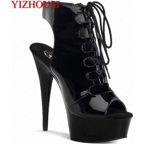 15cm super sexy color matching high heels stage model with low after a particular tube short boots Cool boots for womens shoes