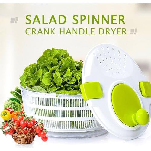 Salad Drainer Manual Lettuce Dryer Crank Handle Locking Lid for Vegetable Fruit Salad