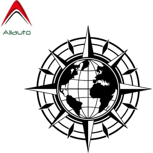 Aliauto Fashion Car Sticker Map of World Compass Travel Globe Earth Vinyl Decal for Vw Nissan Suzuki Peugeot Kia Opel,19cm*19cm