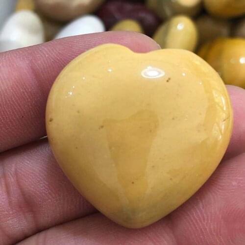 Heart-shaped Egg Yellowstone Natural Quartz Crystal Charm Carving Palm Love Healing Stone DIY Craft Jewelry Making