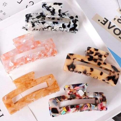 Geometric Acetate Hair Claws Large Square Acrylic Hairpins Hair Clamps for Women Leopard Grain Hair Crabs Clip Hair Accessories