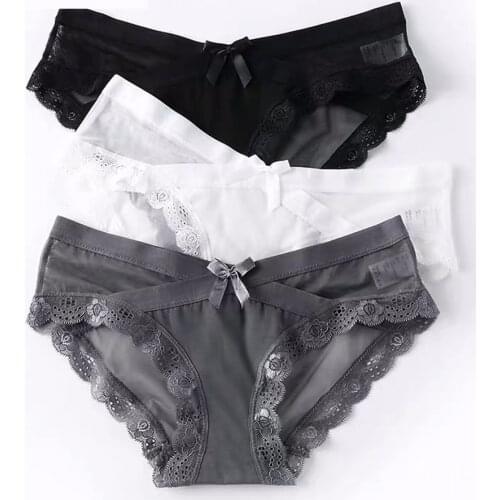 3pcs/lot Women Lace Panties Seamless Panty Breathable Briefs For Women Hollow Out Low Waist Transparent Underwear Intimates Hot