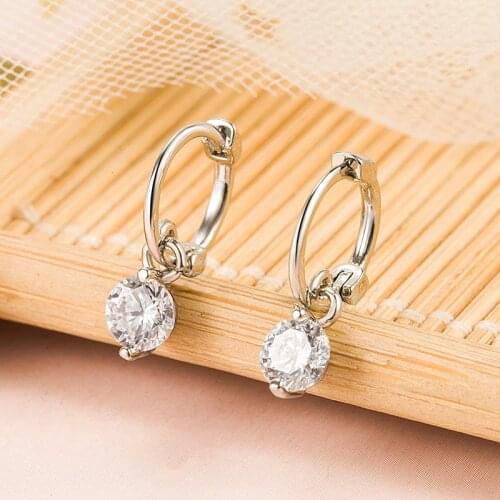 S925 silver-plated earrings female Korean temperament simple single diamond earrings flash diamond earring earrings