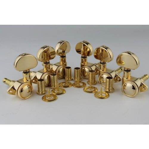 Gold Guitar Locking Tuners(3L+3R)-1:21 High End Roto-Grip Rotomatic Lock String Tuning Key Pegs Machine Head with Big Handle