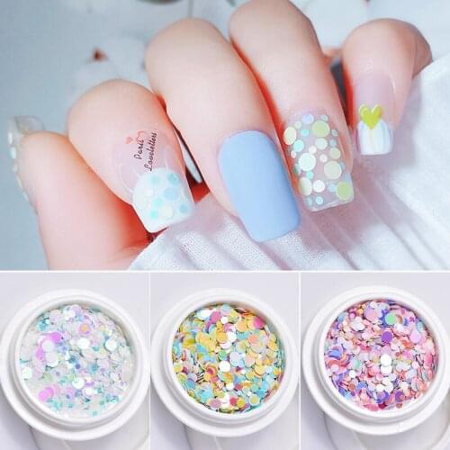 1 Box Colorful 3D Ultrathin Round Sequins Nail Glitter Flakes Flat Dot Paillettes DIY Tips Dazzling Glitter For Nail Art Decor