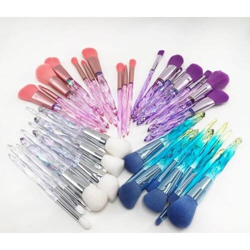 10pc Makeup Brushes Set Cosmetic Powder Eye Shadow Foundation Blush Blending Beauty Holographic Make Up Brushes